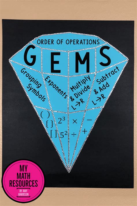 My Math Resources Gems Order Of Operations Diamond Poster Order Of