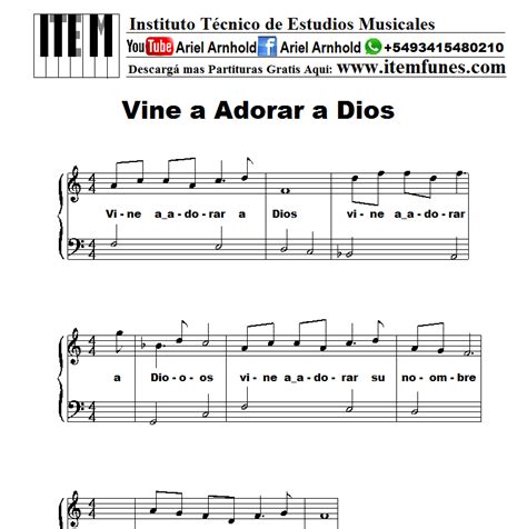 Vine A Adorar A Dios Version Facil Partitura Cristiana Facil Gratis