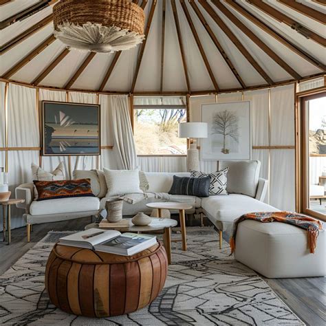 Bright and Cozy Modern Yurt Interior with Stylish Decor and Natural ...