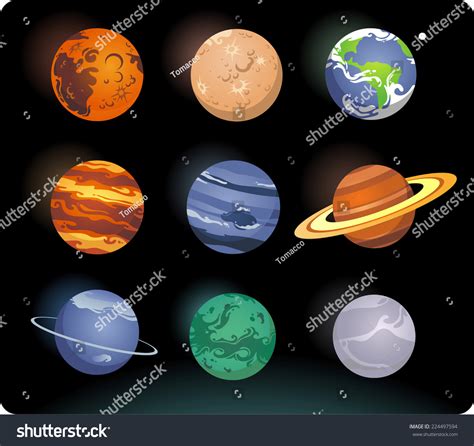 Solar System Cartoon Planets Stock Vector 224497594 Shutterstock