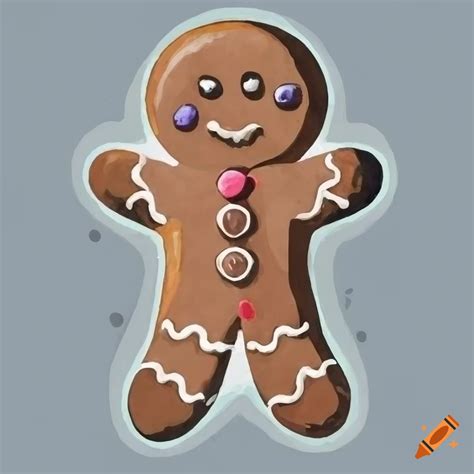 Hand Drawn Watercolor Illustration Of A Gingerbread Man