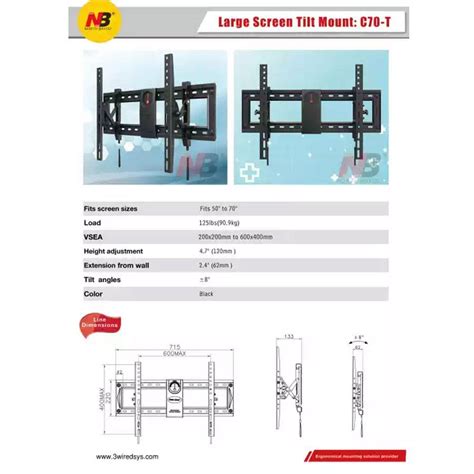 Nb North Bayou C T To Inch Ergonomics Adjustable Tv Wall Mount