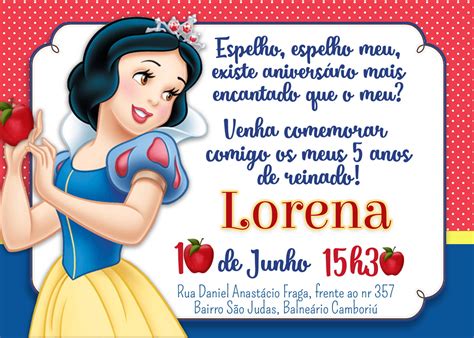 Convite Personalizado Branca De Neve Elo Produtos Especiais