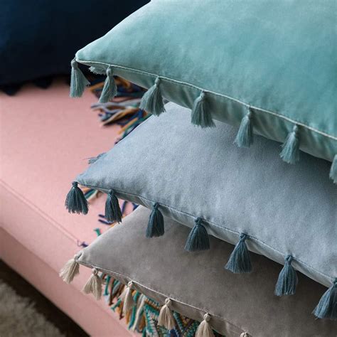 Miulee Aqua Green Throw Pillow Cover With Tassels Fringe Velvet Soft