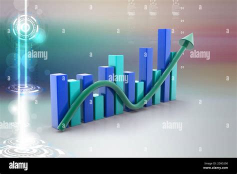 Digital Illustration Of Business Graph With Arrow Showing Growth And