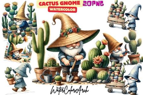 Cactus Gnome Sublimation Clipart Graphic By Watercolorarch Creative