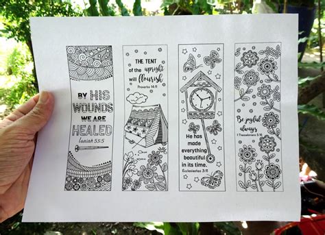 Set Of 8 Bible Verse Coloring Bookmarks Bookmark Doodles With Etsy Canada