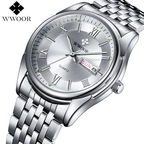 Aliexpress Buy WWOOR Men Luxury Brand Date Watch Quartz Stainless