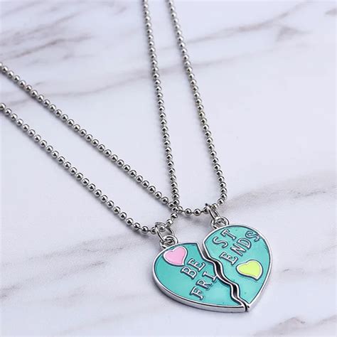 Best Friends BFF Necklaces For 2 Heart Candy color Bestfriend Necklace ...