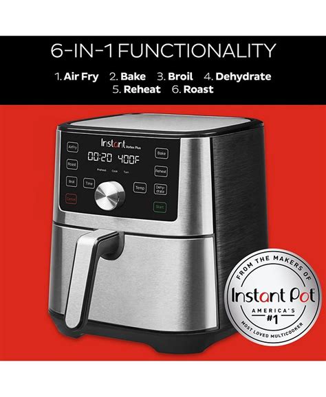 Instant Pot Vortex Plus 4 Qt. 6-in-1 Stainless Steel Air Fryer - Macy's