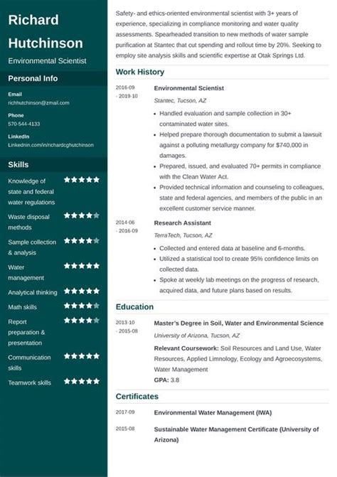 Environmental Science Resume Template