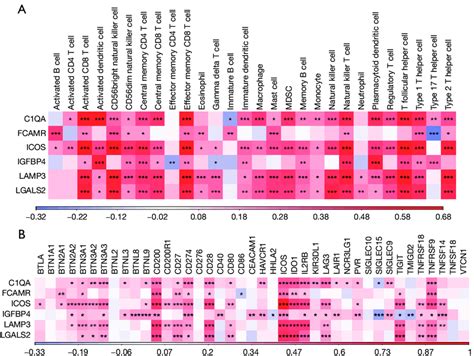 Correlation Between The Screened Prognostic Genes And The Immune