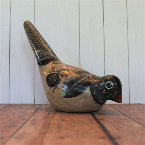 Vintage Burnished Tonala Bird Dove Figurine Mexican Pottery