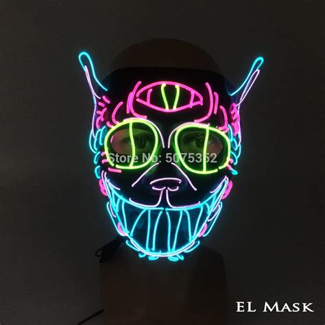 Horror Maska Luminous Glowing Neon El Mask Cosplay Led Mask