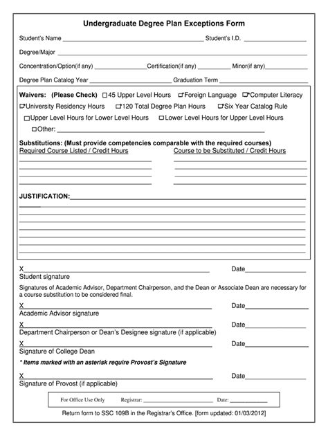 Fillable Online Sci Tamucc INternal UG Degree Plan Exceptions Form Fax