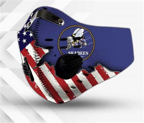 The United States Navy Seabees Filter Activated Carbon Face Mask Maria • Leesilk Shop