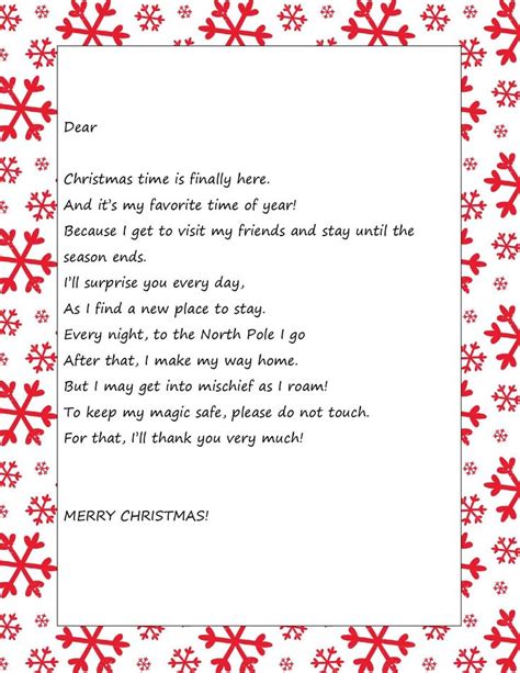 Elf On The Shelf Arrival Letter Printable Template Free Elf On