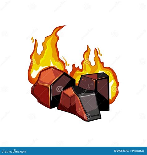 Bbq Fire Charcoal Cartoon Vector Illustration Stock Illustration