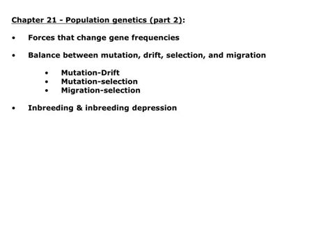 Ppt Chapter Population Genetics Part Forces That Change