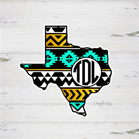 Aztec Texas Decal Aztec Monogram Texas Decal Texas Etsy