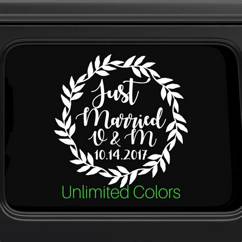 Just Married Car Window Decal Wedding Car Kit Just Married Decal Just