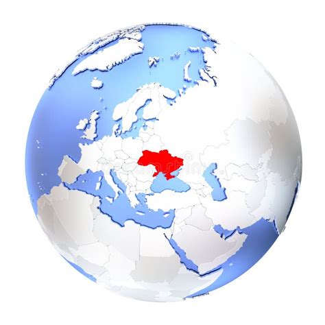 Ukraine On Globe With Flags Above Water Surface Stock Illustration