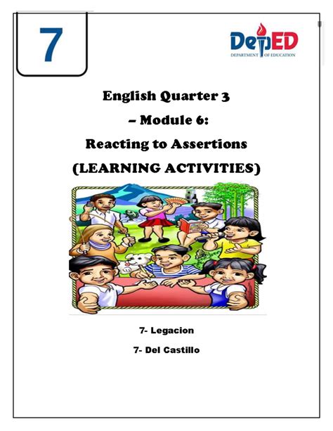 Module 6 And 1 Learning Activities English Quarter 3 Module 6 Reacting To Assertions