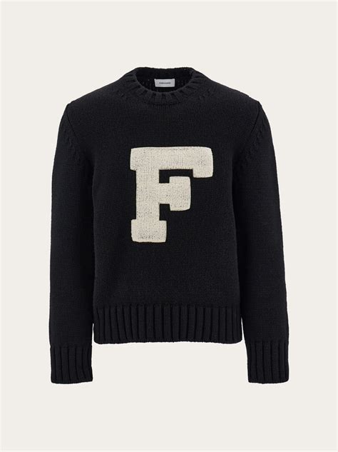 Tricot Ras Du Cou Avec F Appliqu Homme Ferragamo