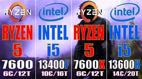 Ryzen 5 7600 Vs Intel I5 13400f Vs Ryzen 5 7600x Vs Intel I5 13600k Pc Games Test Youtube