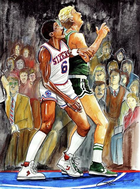 Dr. J vs Larry Bird | Larry bird, Basketball drawings, Nba art