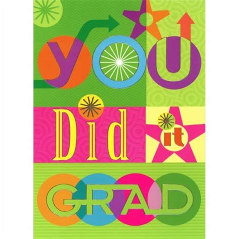 Designer Greetings You Did It Grad Colorful Words On Green And Pink