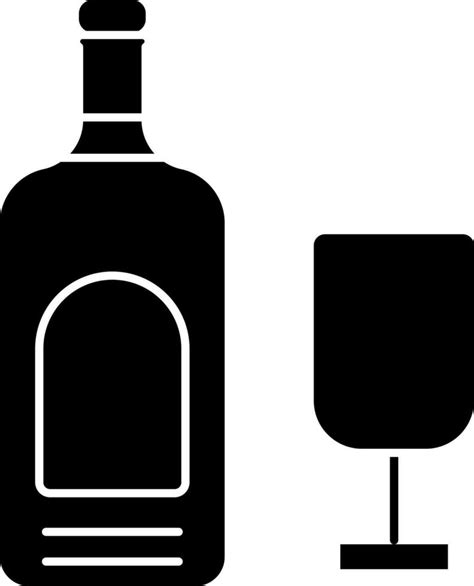 Wine Bottle And Glass Icon In Black And White Color. 24471795 Vector Art at Vecteezy