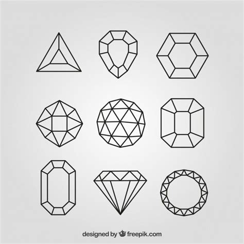 Set De Diamantes En Estilo Lineal Vector Premium Vector Freepik