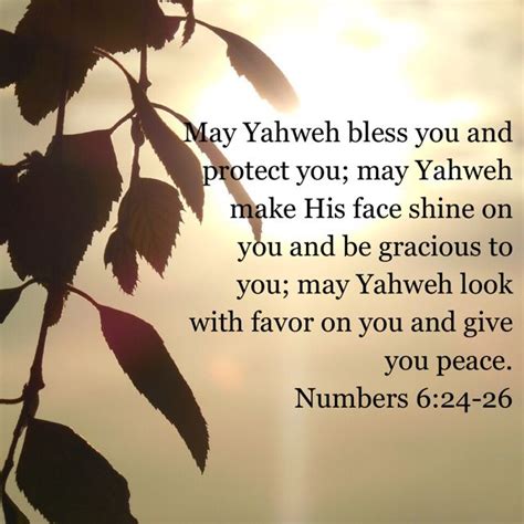 Numbers 624 26 May Yahweh Bless You And Protect You May Yahweh Make