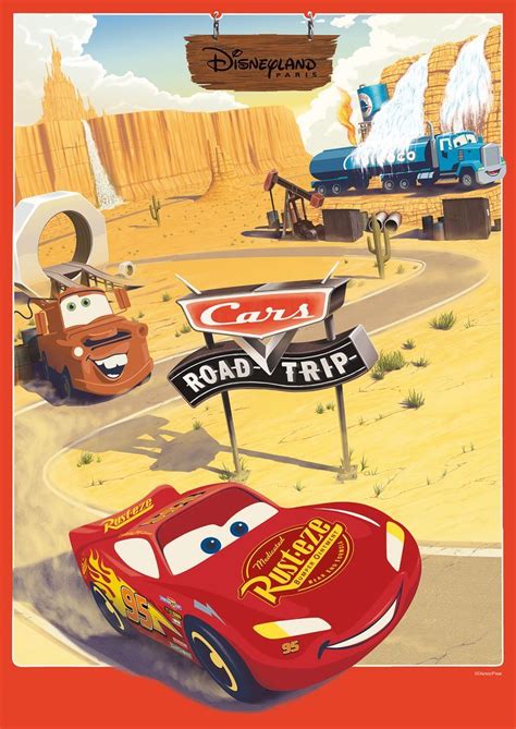 The Cars Are Driving Down The Road In Disneys Cars Movie Poster Art Print