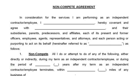 Non Compete Agreements In Massachusetts Printable Non Compete Agreement