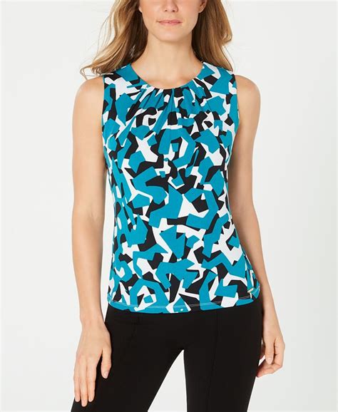 Calvin Klein Pleated Geo Print Top Macys