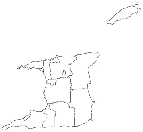 Outline Map Of Trinidad And Tobago With Regions Coloring Page Free