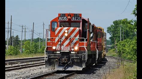 RAILREEL Hot Temps Long Trains CN VIA CP Woodstock Ontario JUne 11