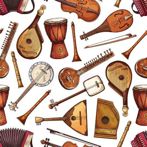 Teste Padrão Sem Emenda Popular Dos Instrumentos Musicais Ilustração do