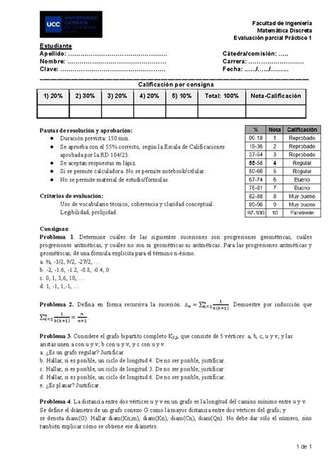 Discreta Ucc Modelo Examen Parcial Facultad De Ingenier A