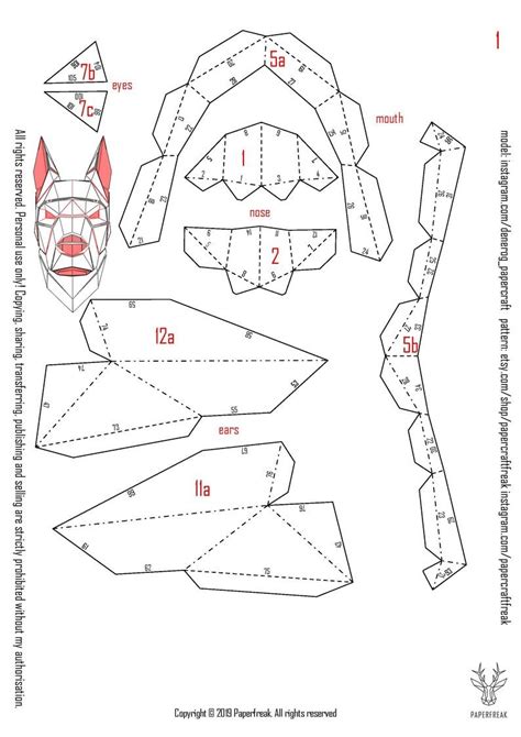 Papercraft 3d Doberman Small Figure Pepakura Pdf Template Low Polygonal