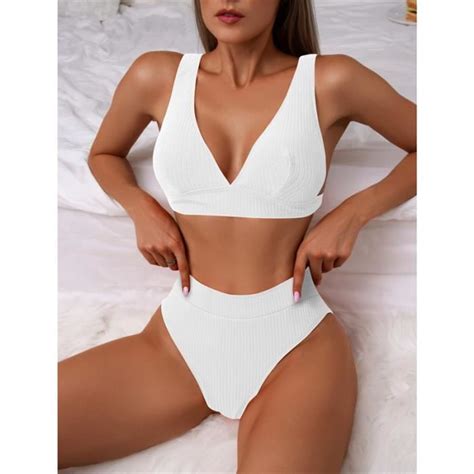 Maillot De Bain Femme Taille Haute Bikini Sexy Moulante Stylise