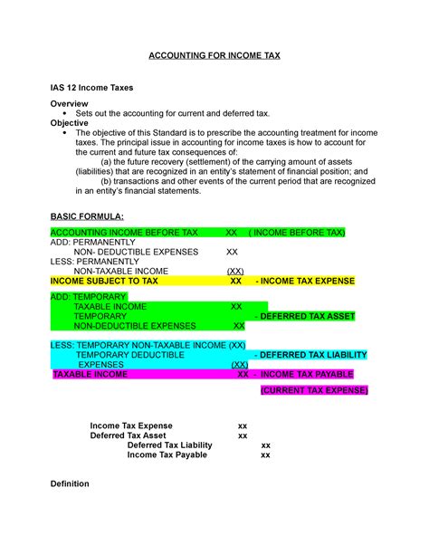 Accounting For Income Tax Accounting For Income Tax Ias Income