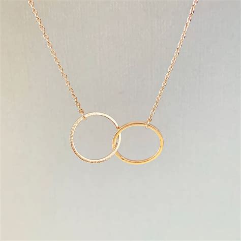 Infinity Circle Necklace Interlocking Circle Necklace Double Etsy