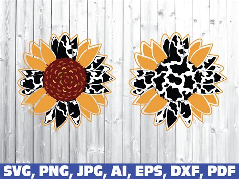 Cow And Sunflower Svg