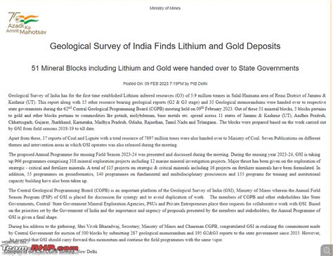 Geological Survey Of India Finds Lithium Deposits For The First Time In