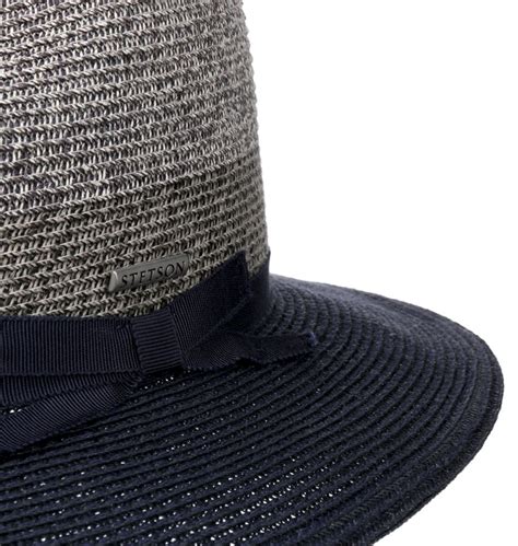 Stetson Contrast Brim Toyo Straw Hat Navy