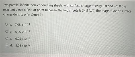 Solved Two Parallel Infinite Non Conducting Sheets With Chegg