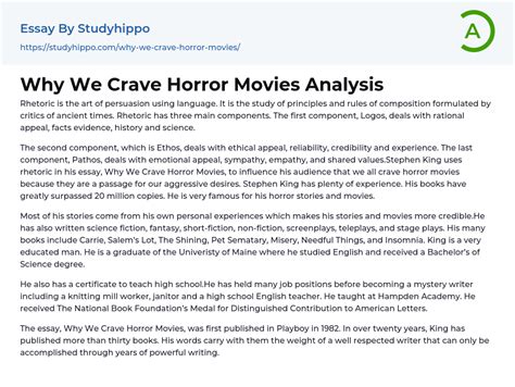 Why We Crave Horror Movies Analysis Essay Example Studyhippo